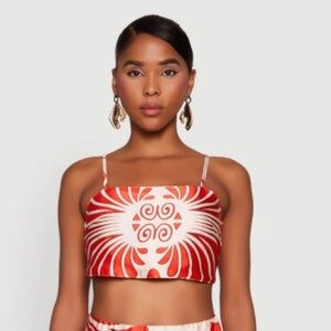 Vibrant Red and White Crop Top
